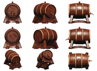 Wooden barrel with tap isolated
