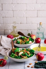 Vegetarian salad of green Kale  apples and almond