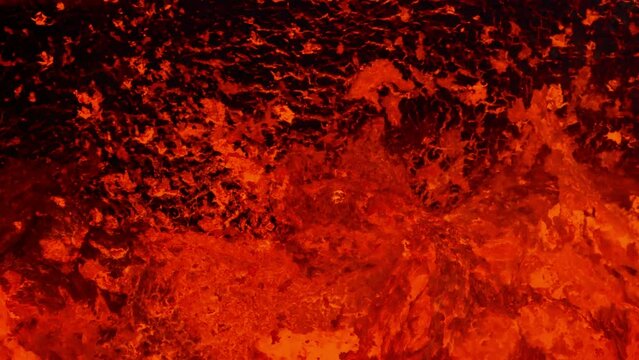 Detailed view of the bubbling lava in the volcano. The Litli-Hrútur eruption in Iceland in 2023.