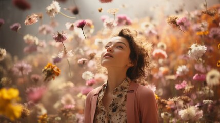 Fototapeta premium woman in flowers ai generated