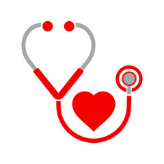 Symbol zdrowia i medycyny, stetoskop i serce - obrazy, fototapety, plakaty