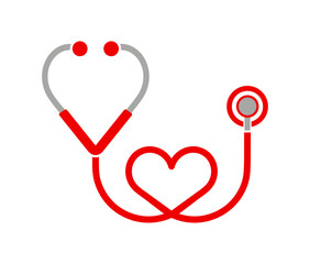 Symbol zdrowia i medycyny, stetoskop i serce - 675446028