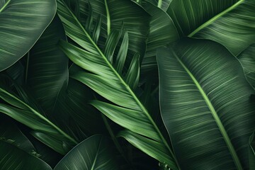 Tropical leaves, abstract green leaf texture in garden