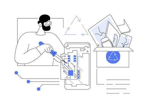 E-waste management abstract concept vector illustration.