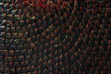 Foto op Plexiglas arrière-plan rempli d'écailles faisant penser à une peau de reptile ou de dragon - fait main - luxe   © Fox_Dsign