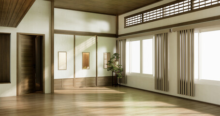 Empty wooden room ,Cleaning room interior