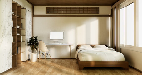 Minimalist wabi interior mock up design, room japanese sytle .
