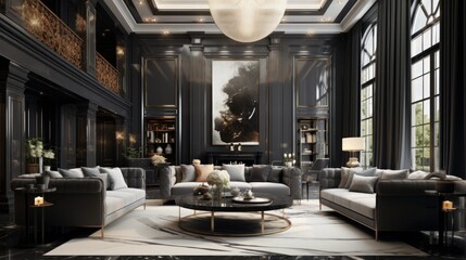 luxury and sophisticated modern elegant and classic home interior design living room - obrazy, fototapety, plakaty