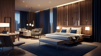 hotel interior design tone down blue 