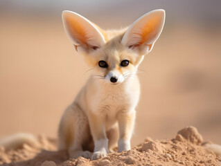 Obraz premium Fennec Fox, Desert's Cutest Inhabitant, Generative AI