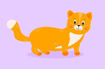Cute cartoon funny red cat. Animal character. Vector illustration