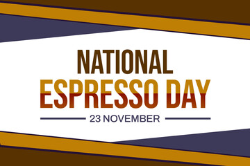 Naklejka premium National Espresso Day Wallpaper with traditional border design illustration and typography. banner design