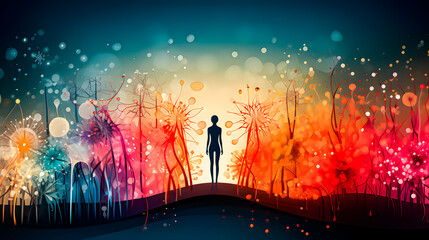 Abstract background representing the human microbiota, the set of microorganisms in our body - obrazy, fototapety, plakaty
