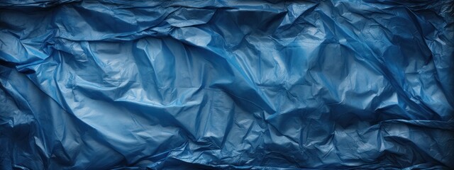 closeup of blue garbage bag, trash bag texture