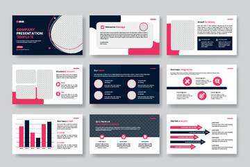 Obraz na płótnie Canvas Multipurpose business powerpoint presentation templates. Use in Presentation, flyer and leaflet, corporate report, marketing, advertising, annual report, banner, infographics