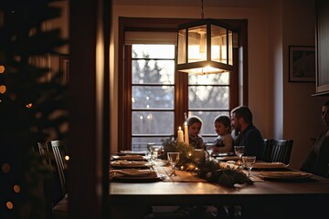 Joyful Family and Friends Celebrating Together with a Happy Dinner at Home