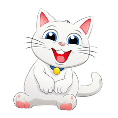Obraz premium Cute and smiling 3d white cat with yellow collar