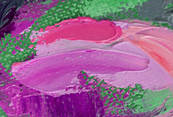 Multicolored texture painting. Abstract art background. oil on canvas. Rough brushstrokes of paint.
