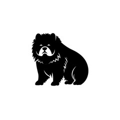 Chow Chow Icon, Small Dog Black Silhouette, Puppy Pictogram, Pet Outline, Chihuahua Symbol Isolated