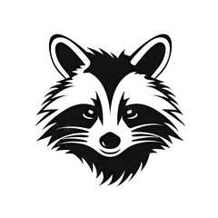 Fototapeta na wymiar Raccoon Head Icon, Wild Dog Silhouette, Racoon Icon, Raccoon Symbol on White Background