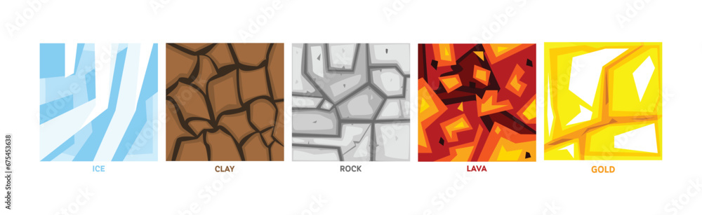 Poster different game ground square surface pattern vector set