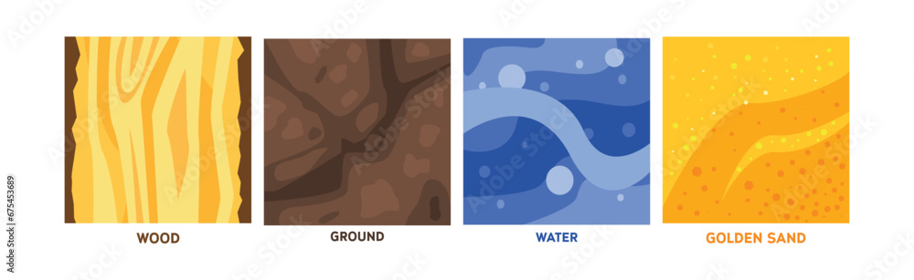 Poster different game ground square surface pattern vector set