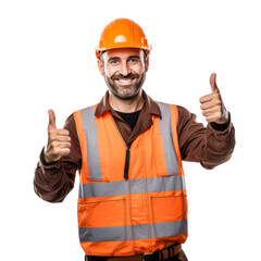 construction worker showing thumbs up