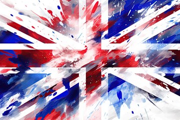 Flag of United Kingdom in abstract pain style design. Generative Ai - obrazy, fototapety, plakaty