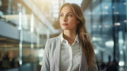 Professional Businesswoman in Modern Office Setting	