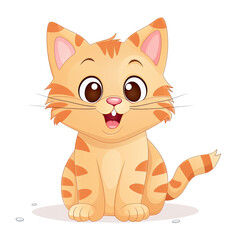 Fototapeta premium Cute 3d orange striped cat with yellow eyes