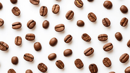 Coffee Beans on Isolated White Background - obrazy, fototapety, plakaty