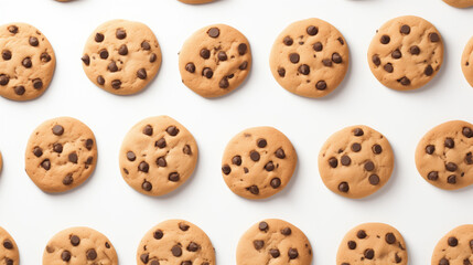 Chocolate Chip Cookies on Isolated White Background - obrazy, fototapety, plakaty
