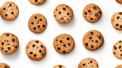 Chocolate Chip Cookies on Isolated White Background