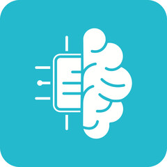 Brain Chip Line Color Icon