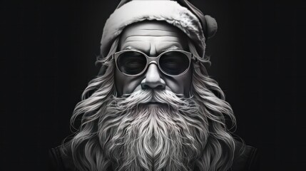 Santa Claus, black and white, strong facial expression. New year. Merry christmas.