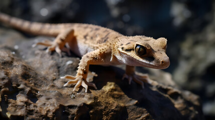 Naklejka premium Gentle Gecko on Rough Rock Surface, Generative AI