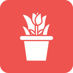 Flower Pot Line Color Icon