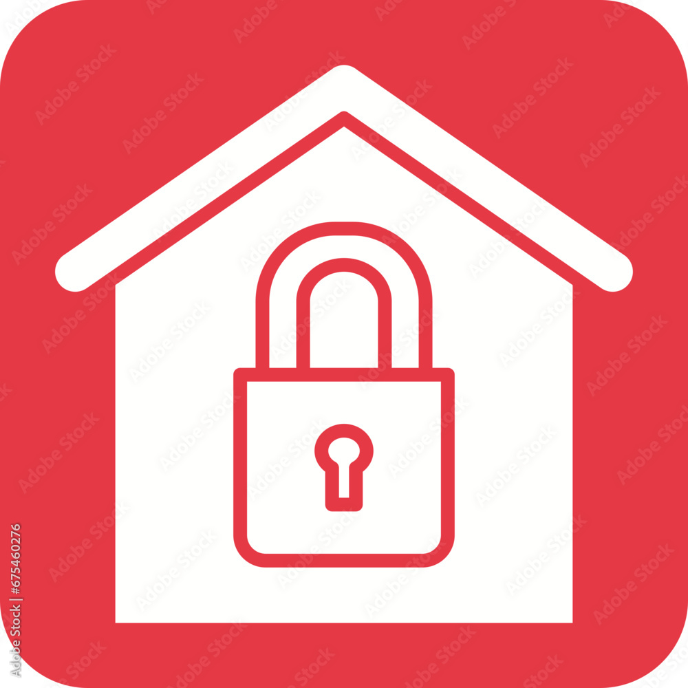 Poster House Security Line Color Icon