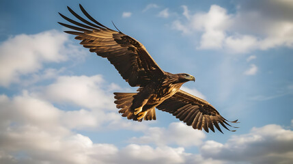 Golden Eagle Soaring in Open Skies, Generative AI - obrazy, fototapety, plakaty