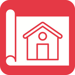 House Blueprint Line Color Icon