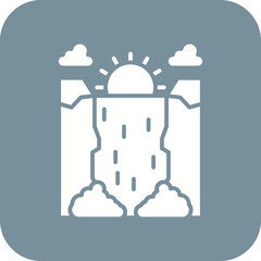 Waterfall Landscape Line Color Icon