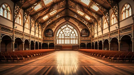 Foto op Plexiglas Majestic symmetry of the school assembly hall, a sea of potential waiting to be unlocked © MDRAKIBUL