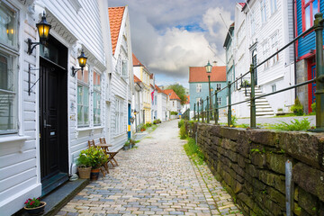 Wooden traditional architecture in Bergen, Norway - 675462069