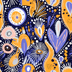 a seamless pattern with yellow purple and blue colors
