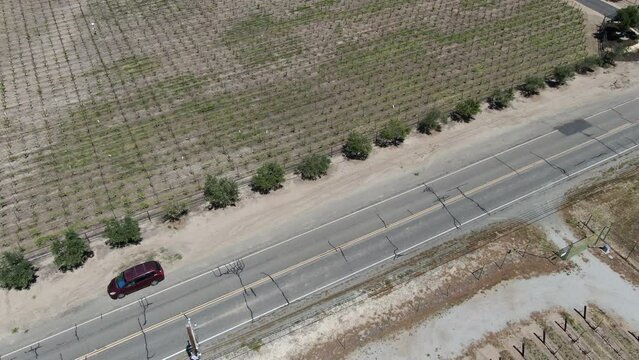 California Wine Country Paso Robles Vineyard Aerial Shot Tilt Up Forward