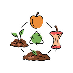 Compost cycle color line icon. Composting. Vector isolated element.