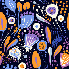 a seamless pattern with yellow purple and blue colors