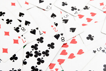 Playing cards . Gambling, bridge, poker concept. Sport equipment.