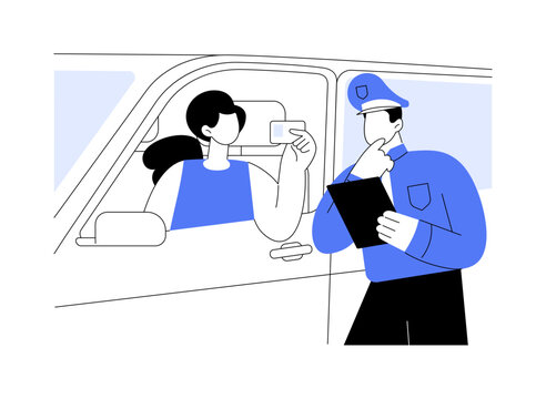 blue police officer checking driver's license clip art preview