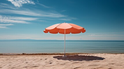 red umbrella on the beach ai generated
